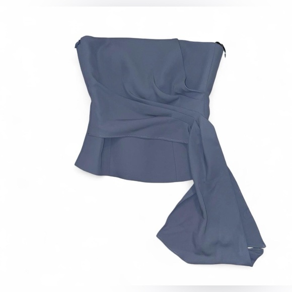 Zara Blue grey strapless top with ruched drape detail size XS. NWT - Picture 4 of 6